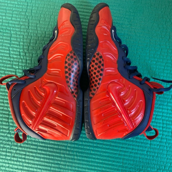 Nike FoamPosites candy apple Red and Blue Kids Sneakers size 4.5Y - Picture 3 of 5